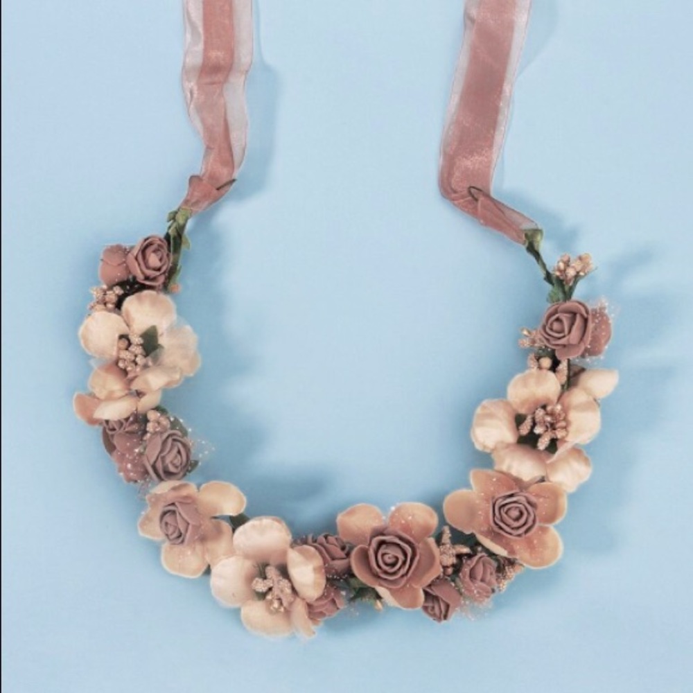 Antique Flower Headpiece with Organza Ribbon